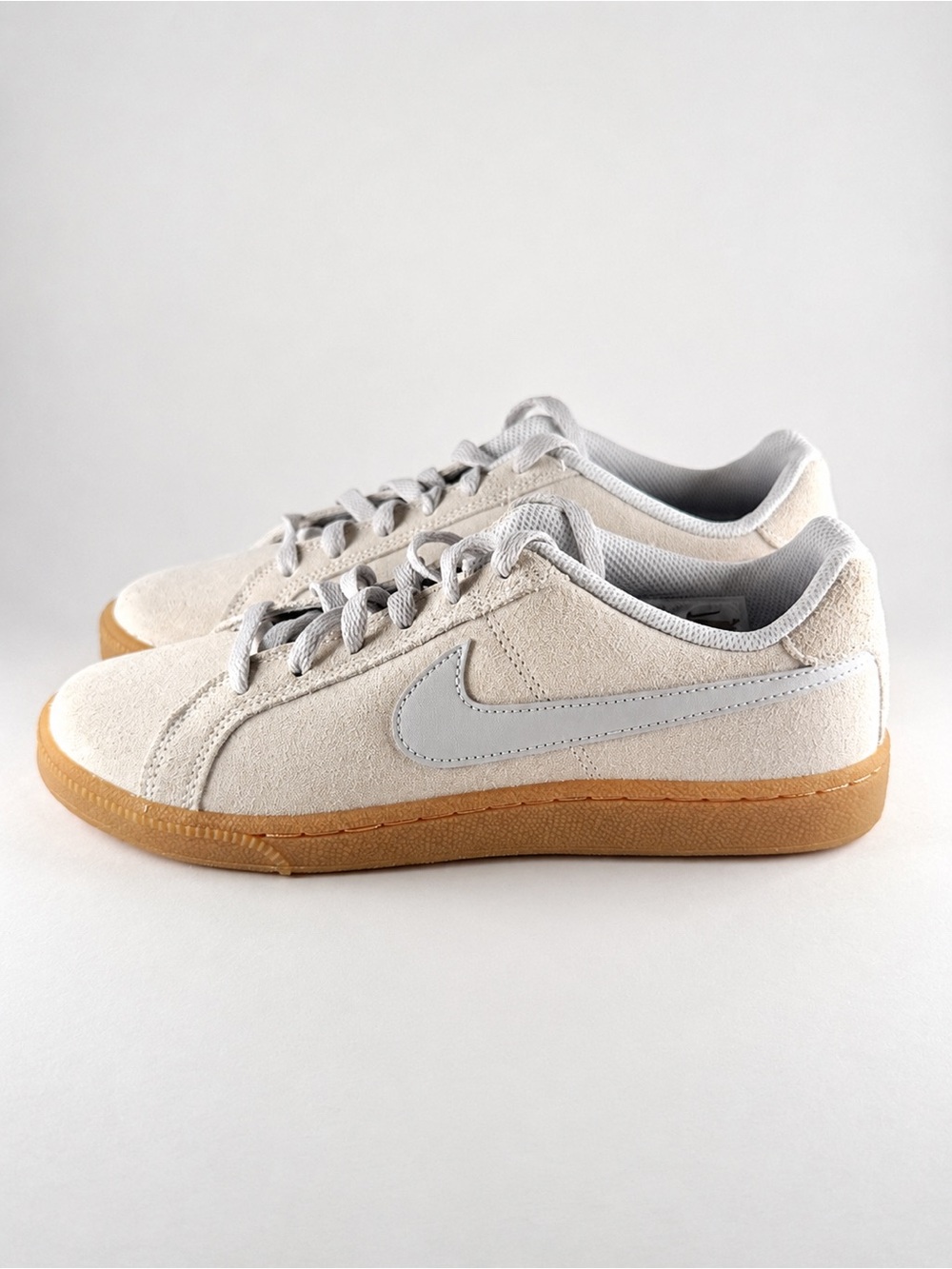 Size 7W- Nike Court Royale Suede Pure Platinum Gum Sole